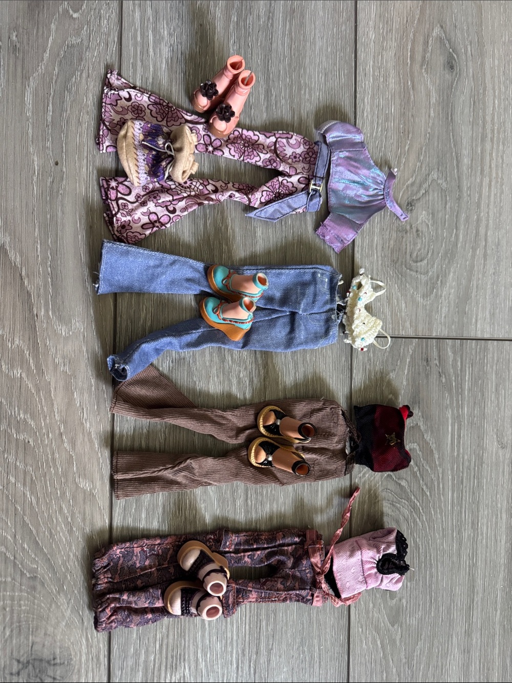 Barbie Doll Outfit Set - Purple, Blue, Brown Mix